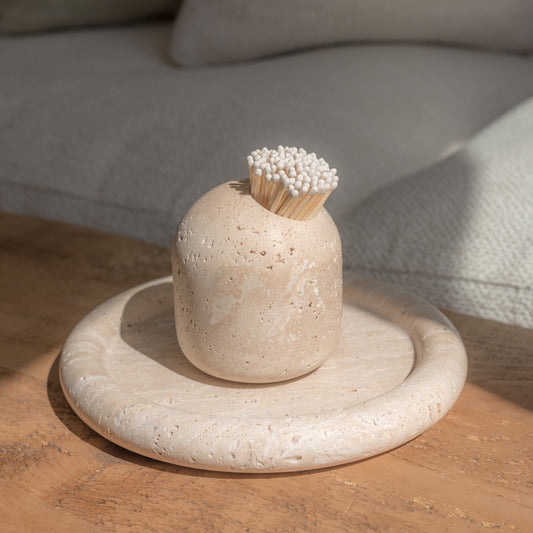 Travertine Match Pot