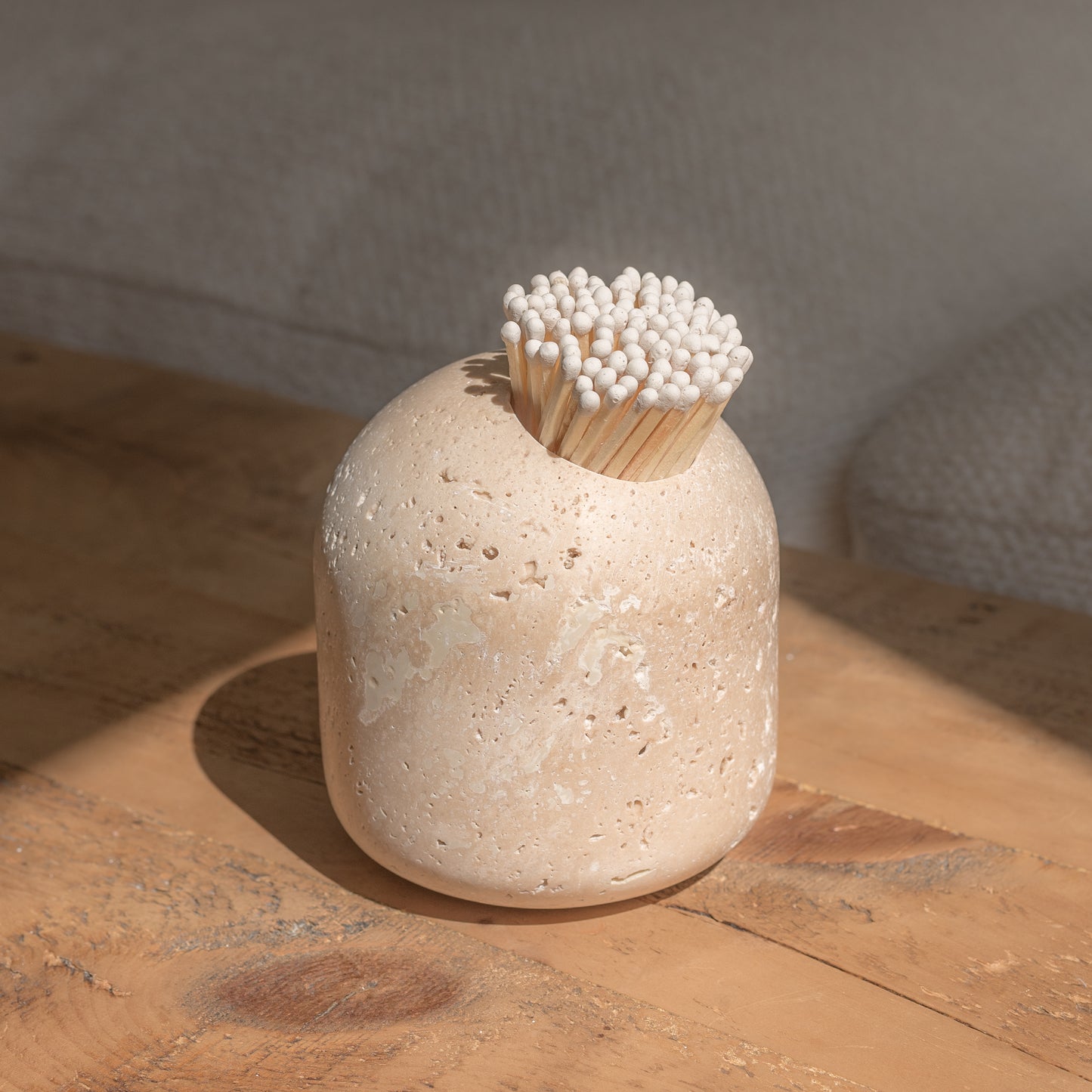 Travertine Match Pot